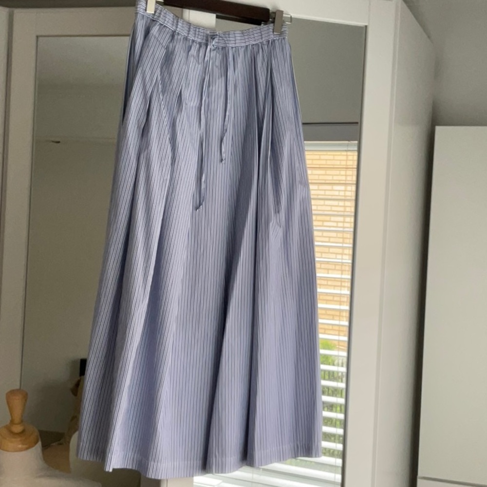 NWT Aspesi Elastic Waist Poplin Striped Blue & White Skirt / Maxi / Size 38
